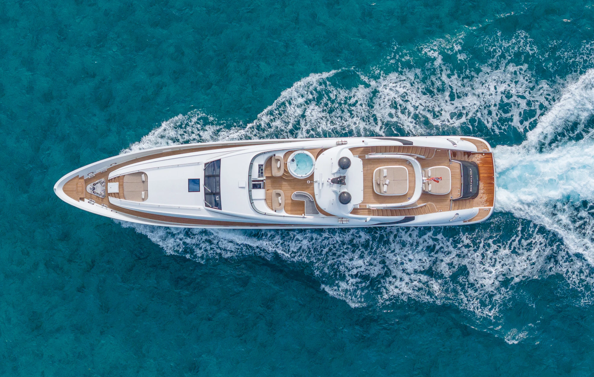 BACK 9 AND A HALF aerial view underway