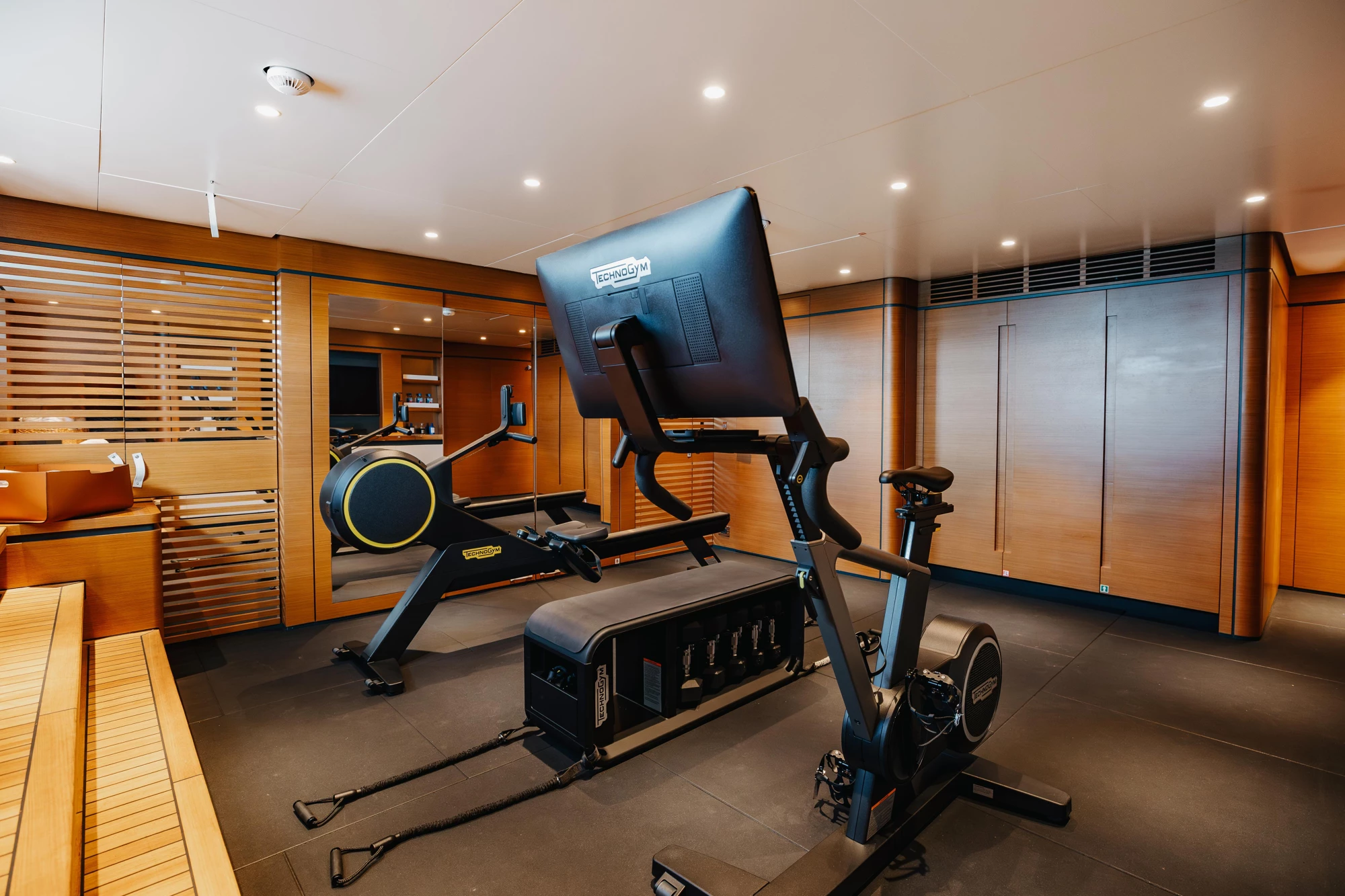 DAYBREAK lower deck gym with fold-out sea terrace and waterline views