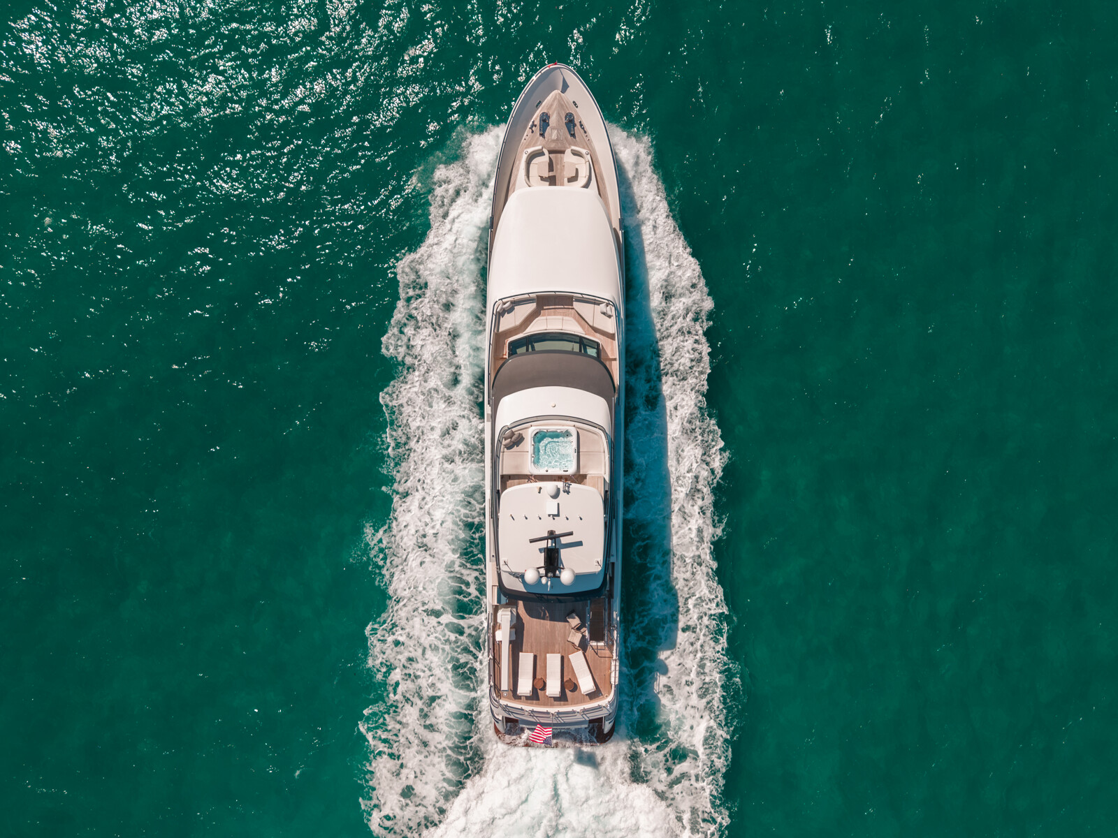 DREAMS 120' Ocean Alexander aerial view underway